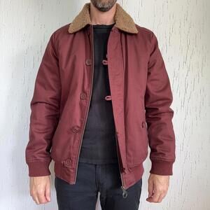 WESC Men's "Jejor" Sherpa Lined Jacket Medium Burgundy